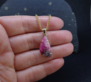 Rare Tugtupite Gemstone 18ct Gold & Sterling Silver Pendant image 1