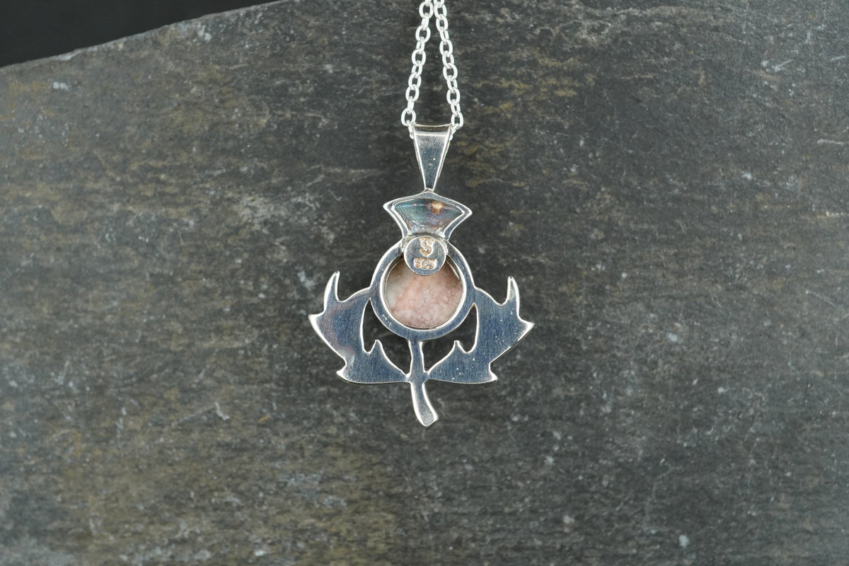 Rare Pink Skye Marble Sterling Silver Thistle Pendant image 4