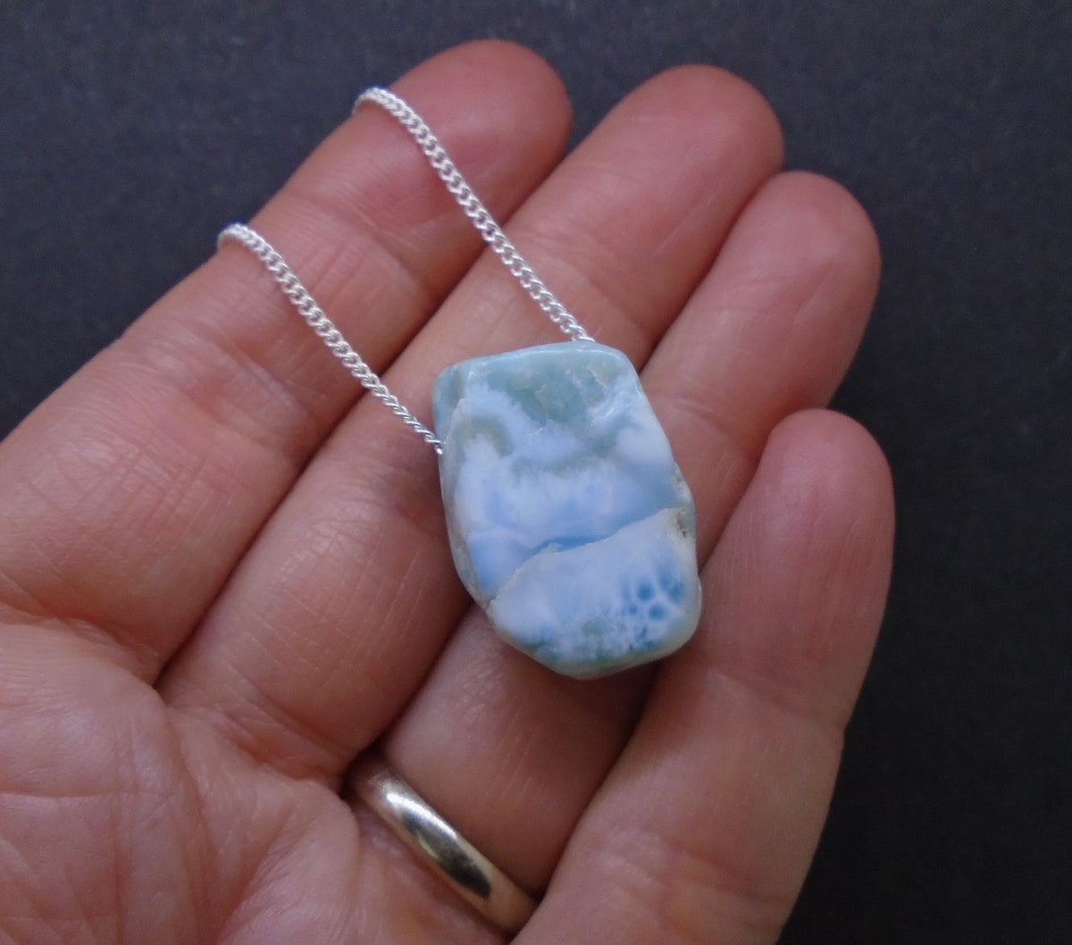 Larimar Nugget with Sterling Silver Chain image 1