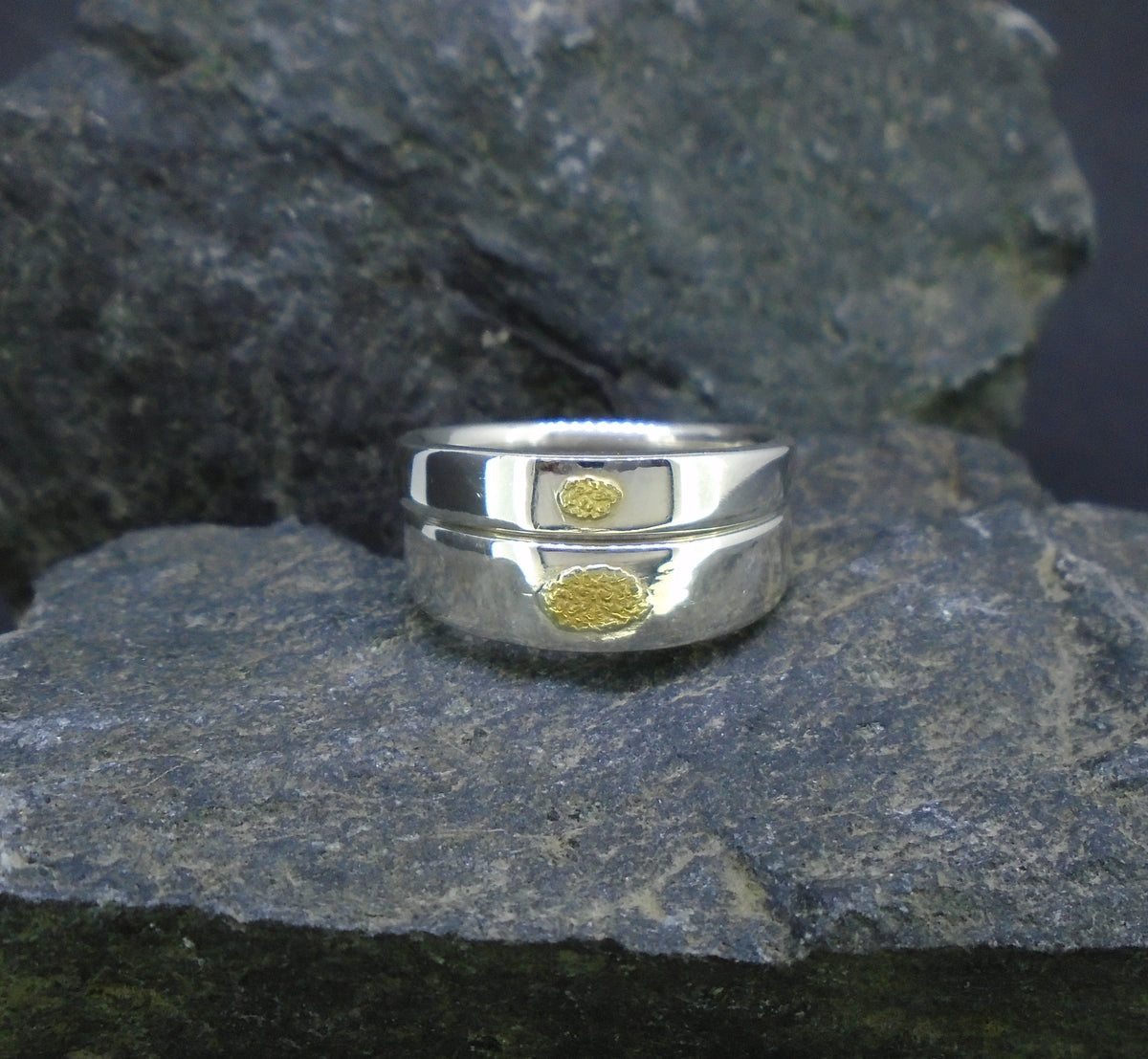 Gold Nugget Sterling Silver Soulmate Rings image 5
