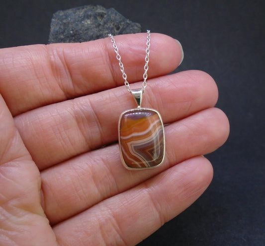 Botswana Agate Sterling Silver Pendant image 1
