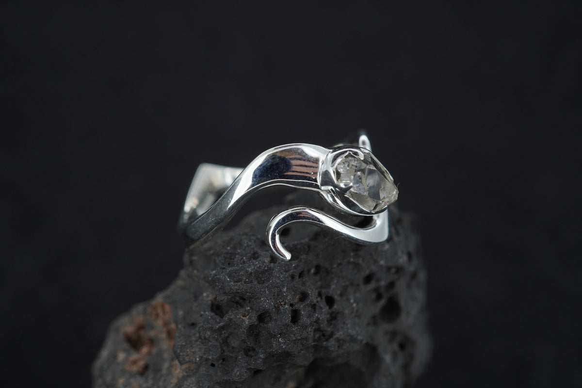Herkimer Diamond Sterling Silver Wave Ring image 3