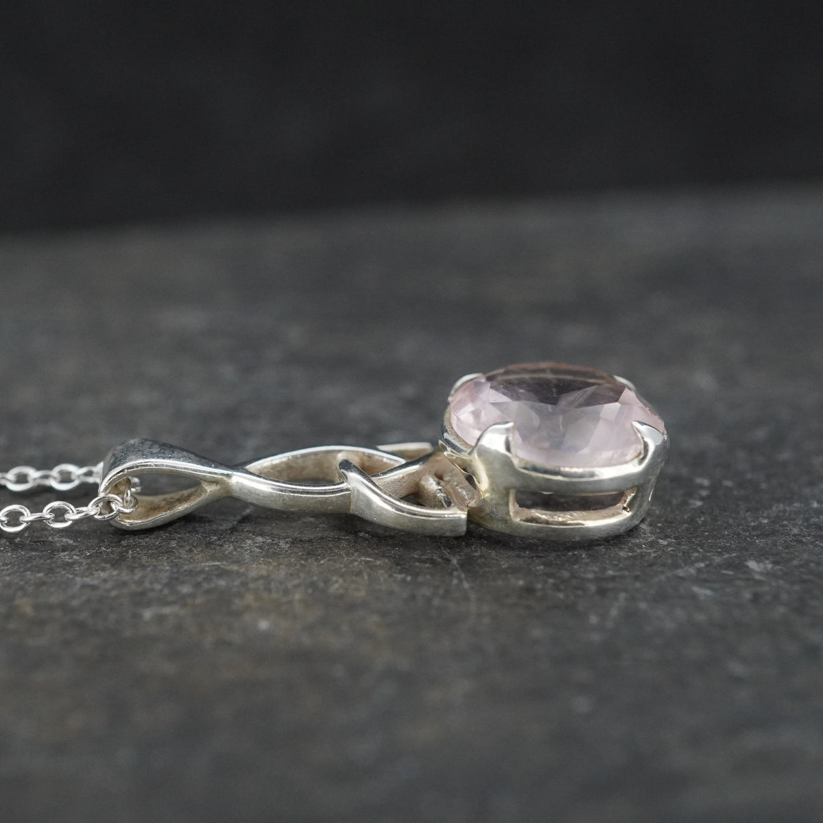 Rose Quartz Sterling Silver Celtic Knot Pendant image 2