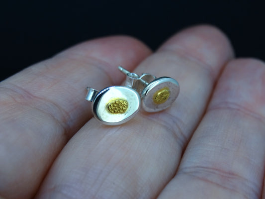 Gold Nugget Sterling Silver Stud Earrings image 1