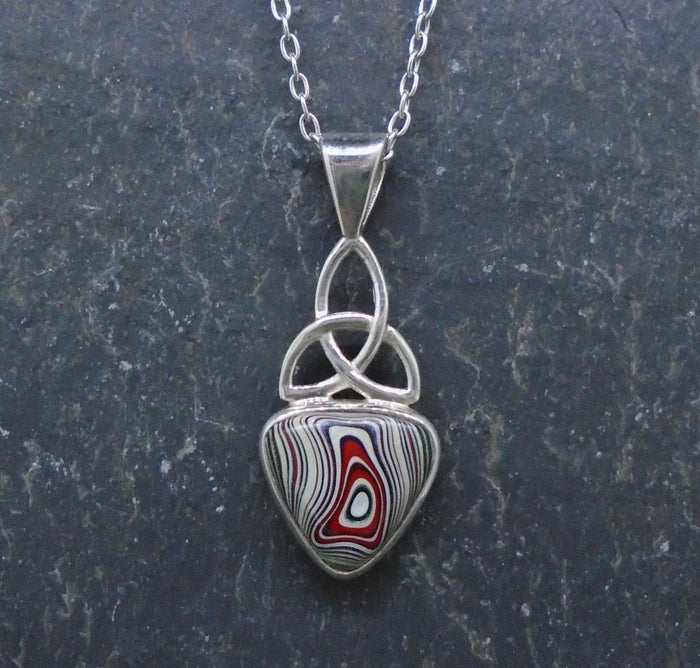 Fordite Sterling Silver Celtic Pendant image 0