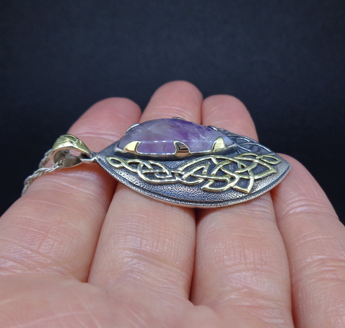 'Jera' Scottish Amethyst, on a Scottish Gold & Sterling Silver Pendant image 3