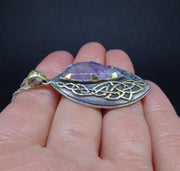 'Jera' Scottish Amethyst, on a Scottish Gold & Sterling Silver Pendant image 3