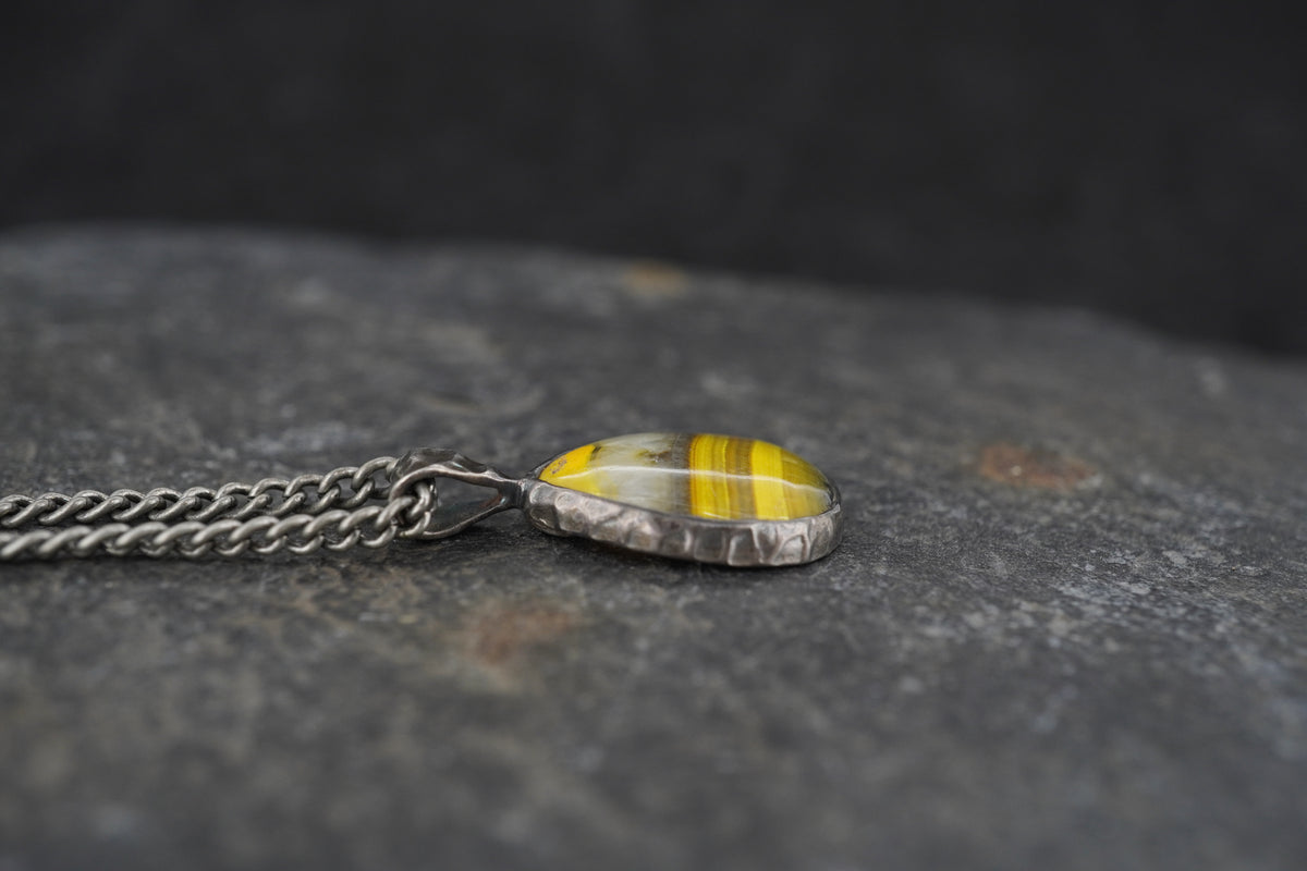 Bumblebee Jasper Hammered Sterling Silver Pendant image 3