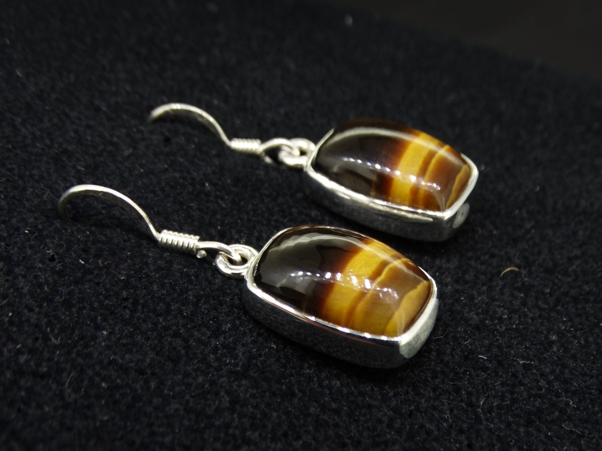 Tiger's Eye Sterling Silver Drop Earrings image 2
