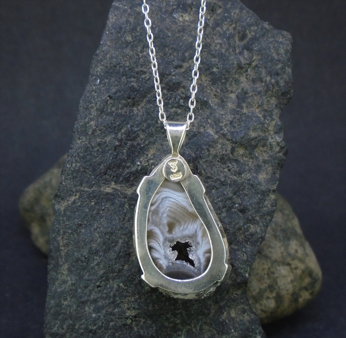 Botswana 'Druzy' Agate Sterling Silver Pendant image 9