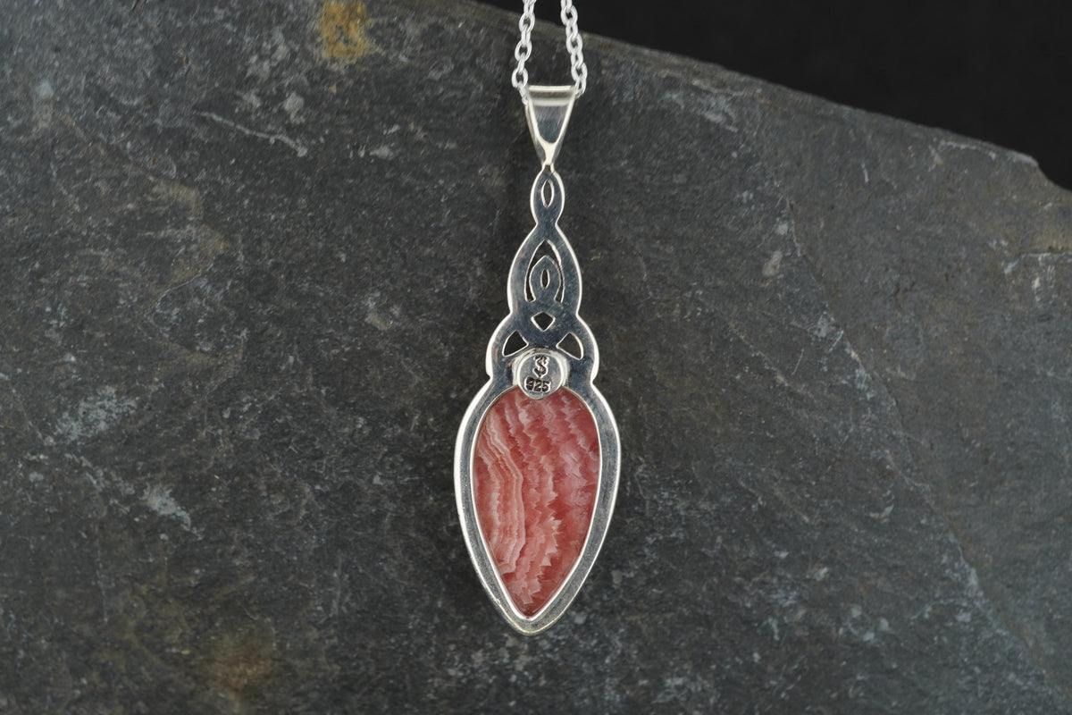 Rhodochrosite Sterling Silver Celtic Pendant image 4
