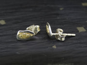 Gold Nugget Sterling Silver Stud Earrings - 8x5mm image 0
