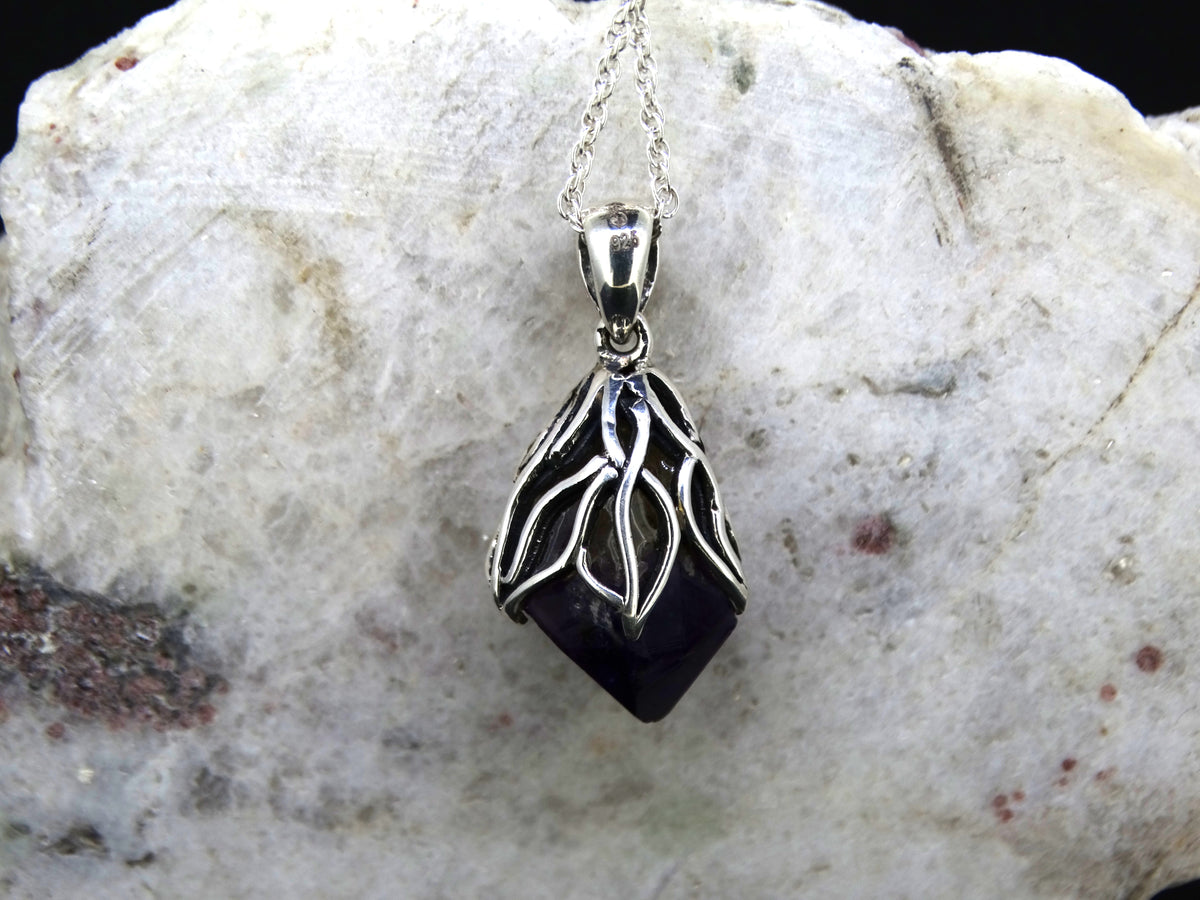 Bolivian Amethyst with African Amethyst Sterling Silver Pendant image 3