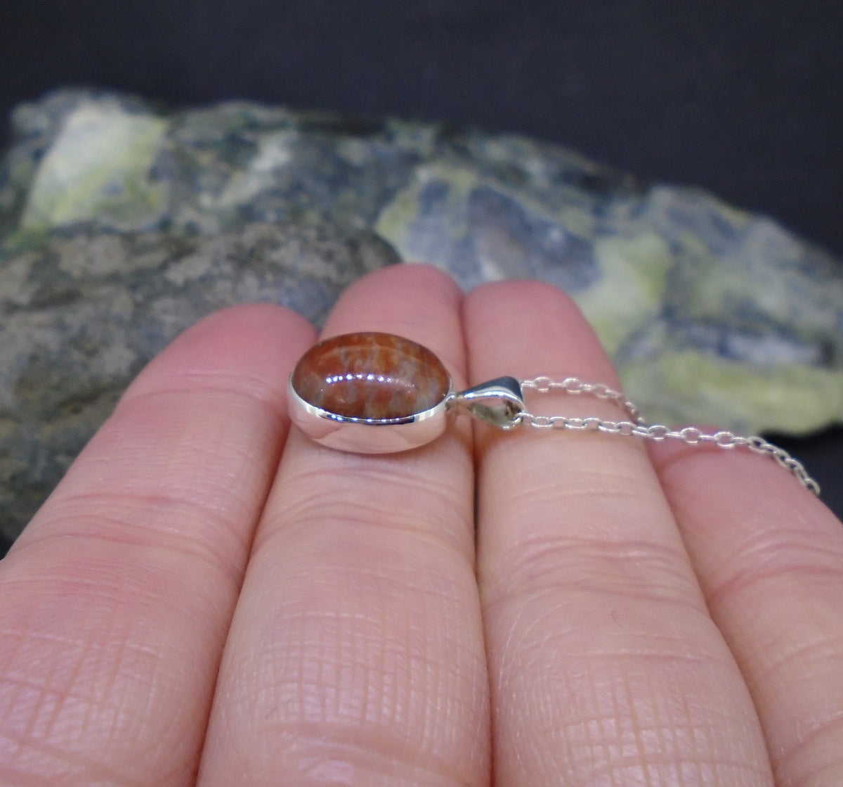 Lewisian Sterling Silver Small Oval Pendant image 3