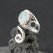 Opal Doublet & Pink Tourmaline Sterling Silver Wrap Ring image 2