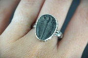 Trilobite Hammered Sterling Silver Adjustable Ring image 1