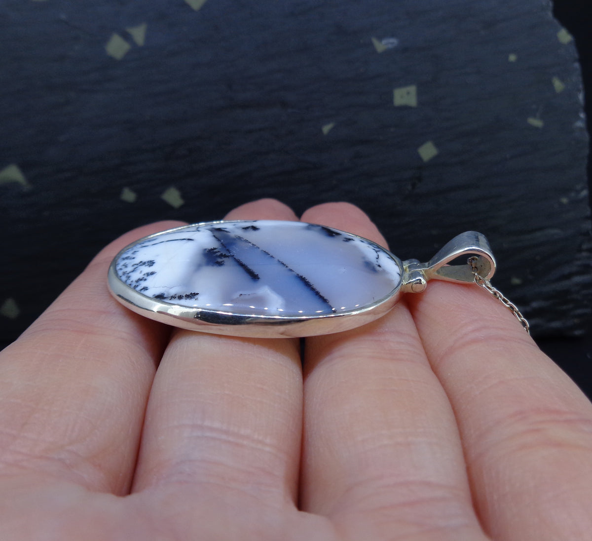 Dendritic Agate Sterling Silver Pendant image 3