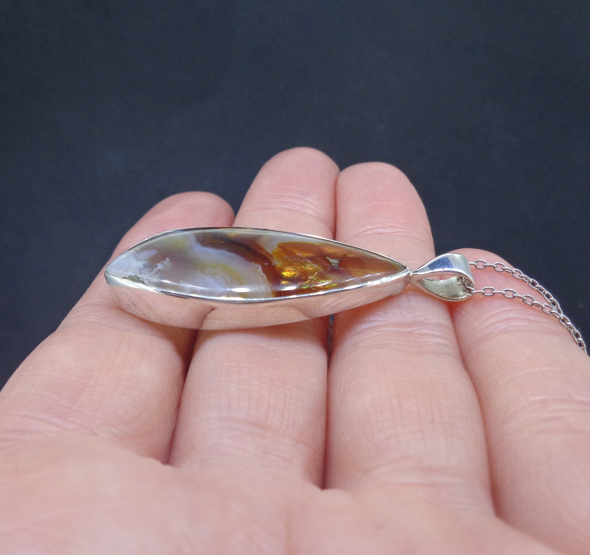 Arizona Fire Agate Sterling Silver Pendant image 2