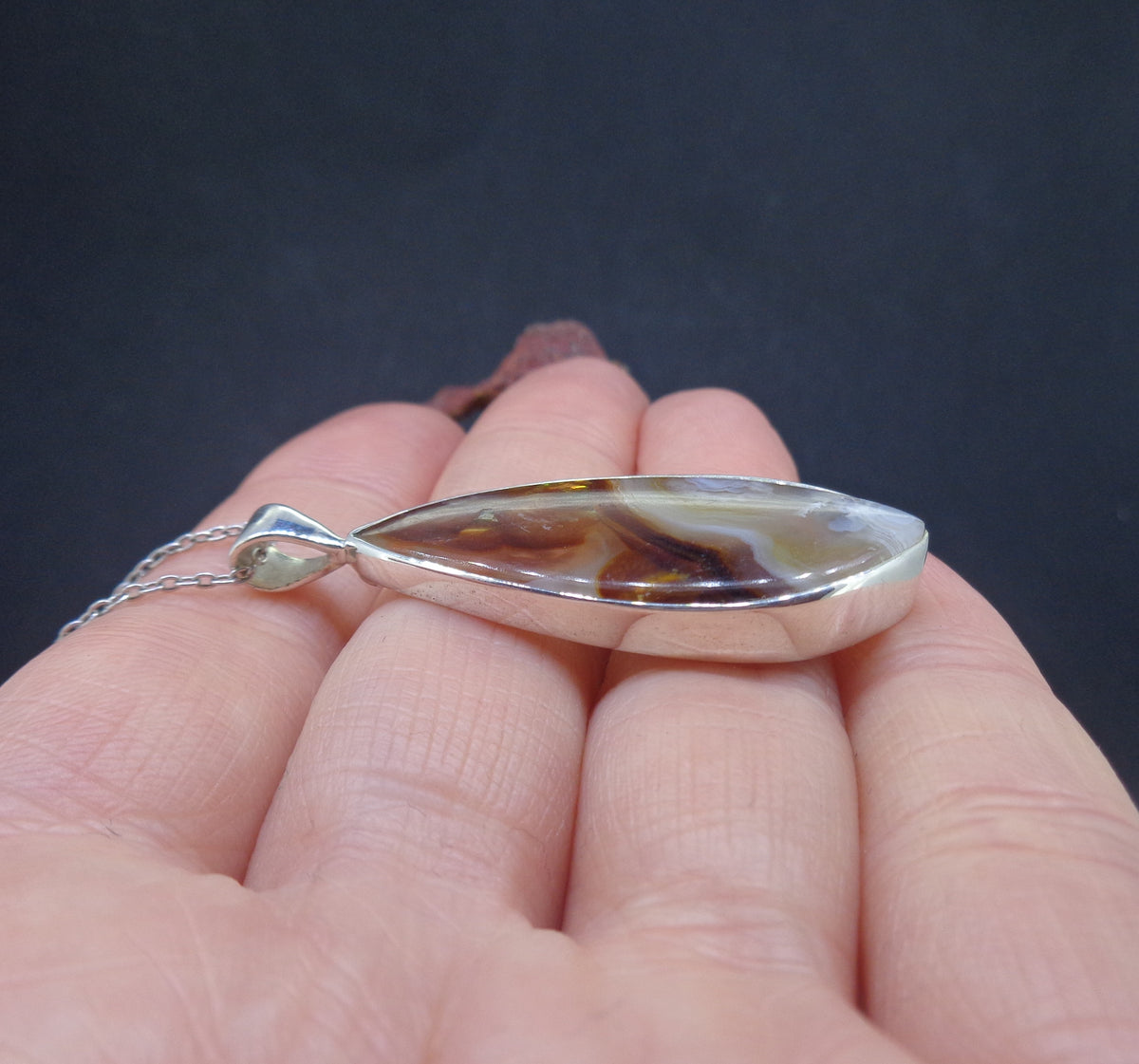 Arizona Fire Agate Sterling Silver Pendant image 4