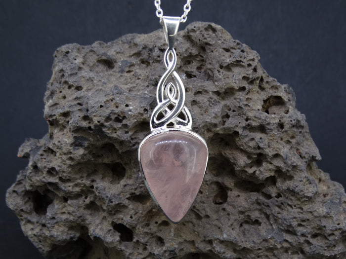 Rose Quartz Sterling Silver Celtic Knot Pendant image 0