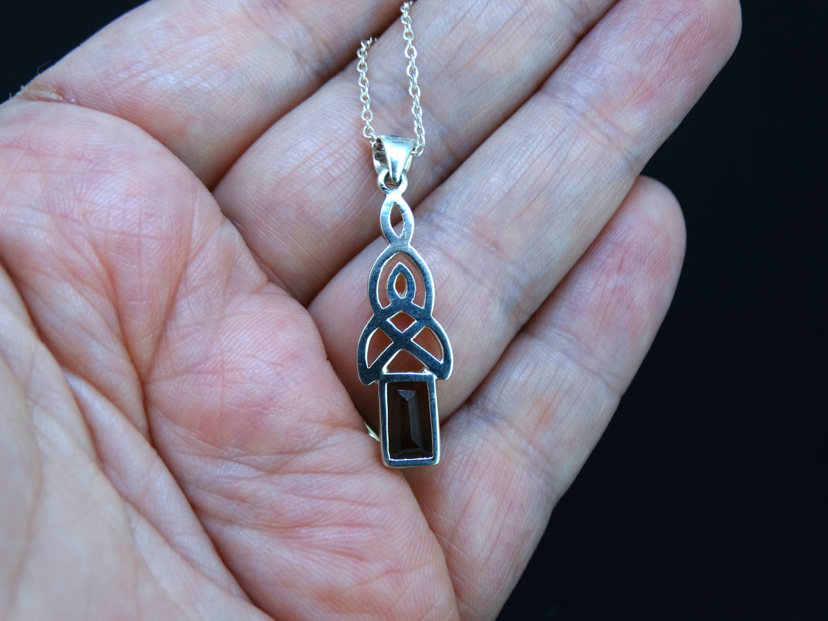 1.5ct Cairngorm Quartz with Scottish Gold Sterling Silver Celtic Pendant image 7