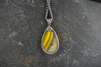 Bumblebee Jasper Hammered Sterling Silver Pendant image 4