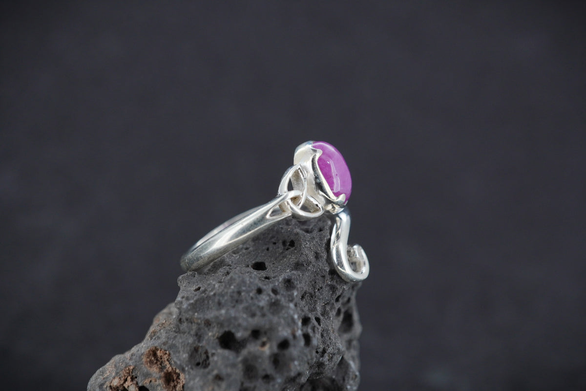 Natural Pink Ruby Sterling Silver Celtic Ring image 3