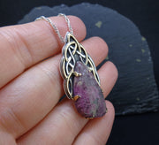 'Ròs tearc' Scottish Pink Tourmaline on a Scottish Gold & Silver Pendant image 2