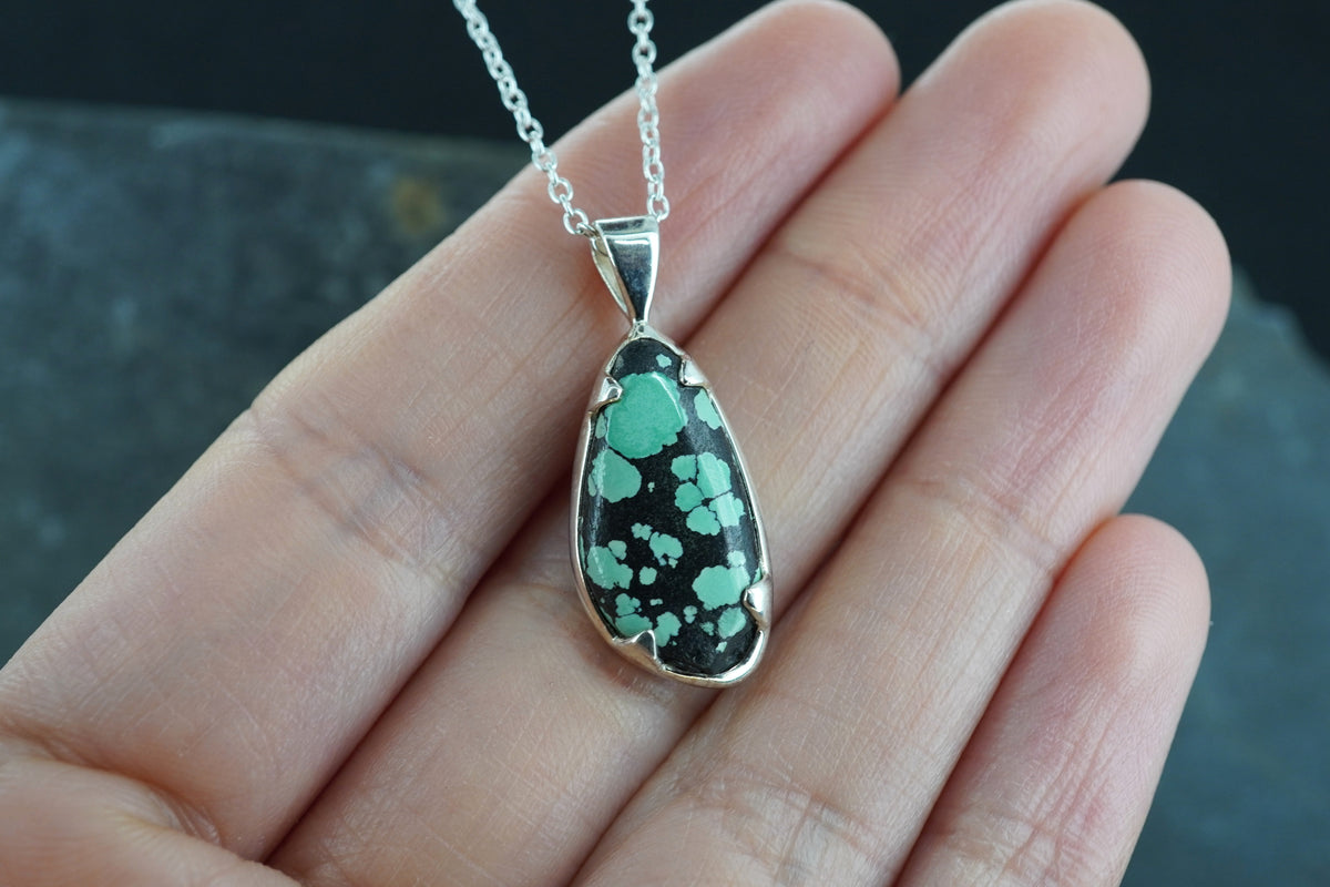 Asian Turquoise Sterling Silver Pendant image 1
