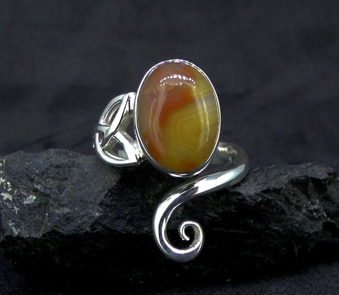 Burn Anne Agate Sterling Silver Celtic Ring image 0
