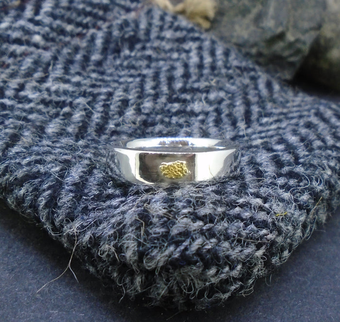 'His' Gold Nugget Sterling Silver Wedding Ring image 0