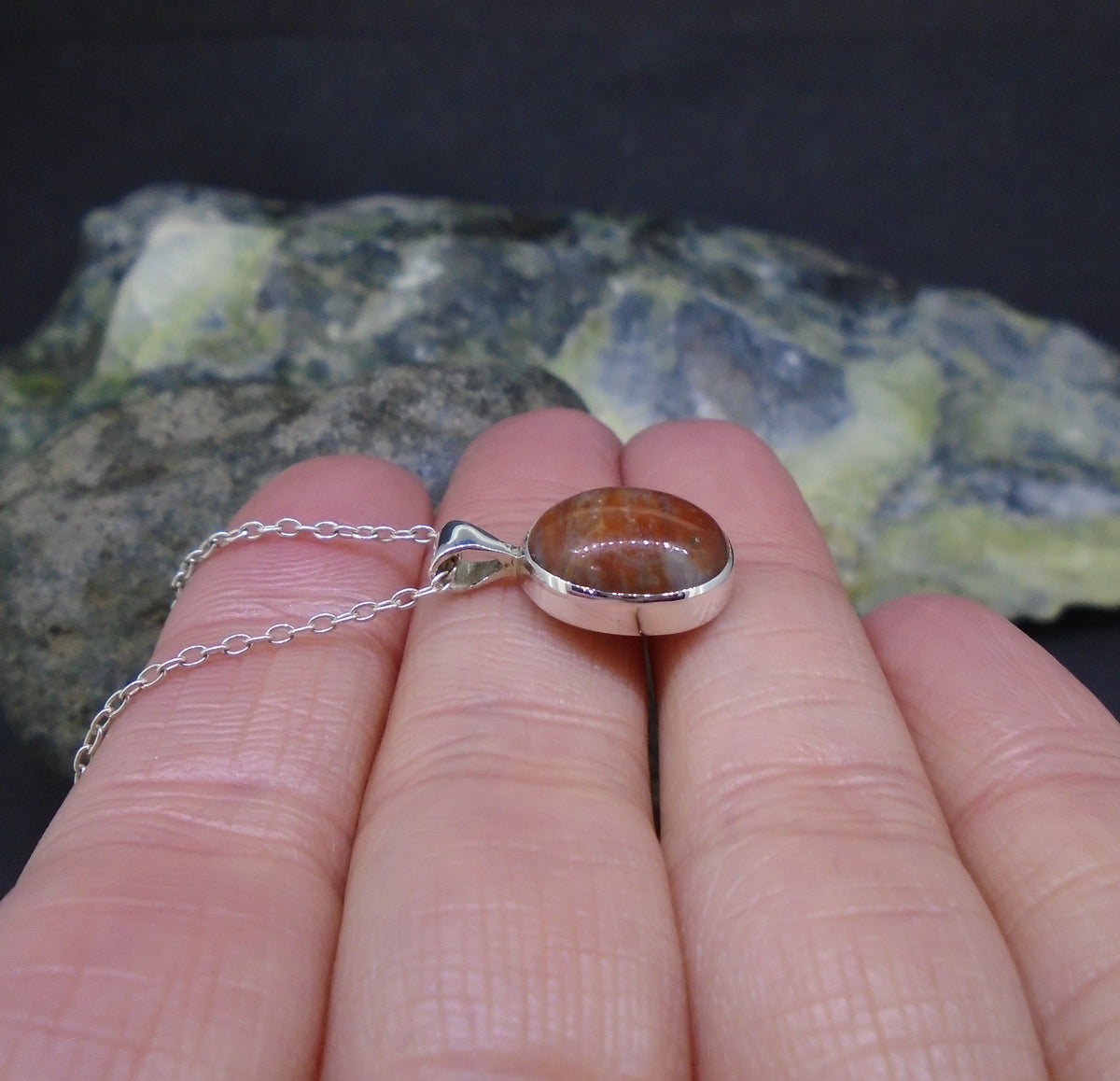 Lewisian Sterling Silver Small Oval Pendant image 2