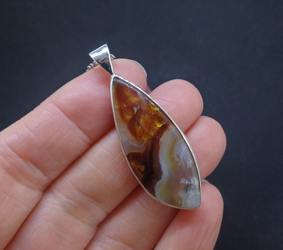 Arizona Fire Agate Sterling Silver Pendant image 6