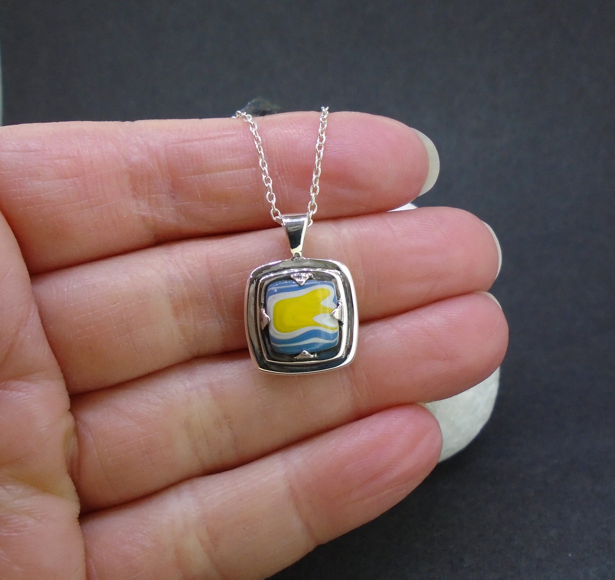 Fordite Sterling Silver Pendant image 1