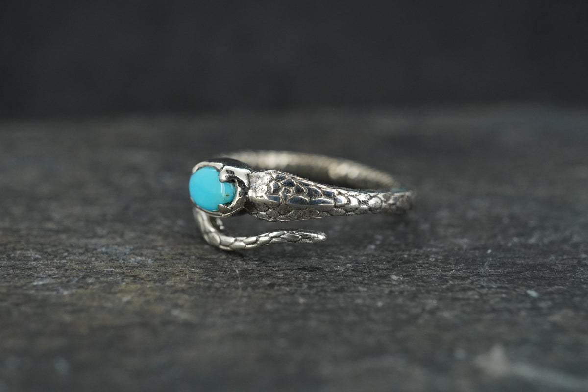 Sleeping Beauty Turquoise Sterling Silver Serpent Ring image 2