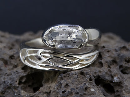 Herkimer Diamond Sterling Silver Celtic Snake Ring image 0