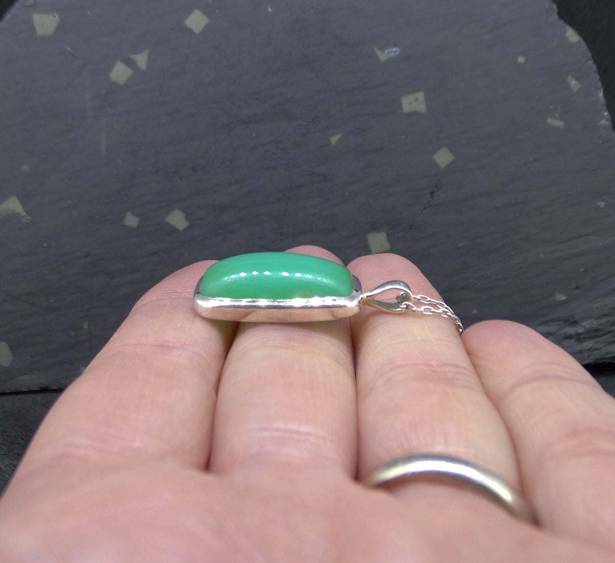 Jelly Chrysoprase Sterling Silver Pendant image 2