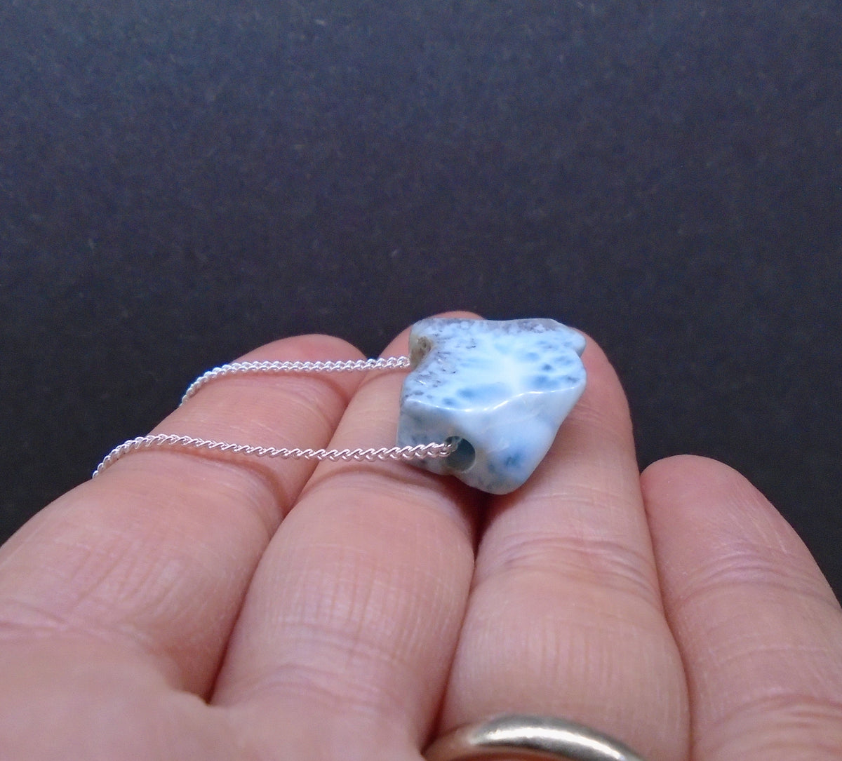 Larimar Nugget with Sterling Silver Chain image 4