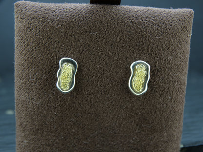 Gold Nugget Sterling Silver Stud Earrings - 8x4mm image 3