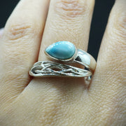 Larimar Celtic Wrap Adjustable Sterling Silver Ring image 1