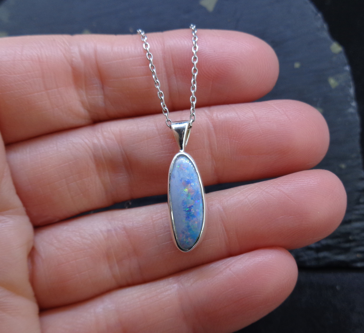 Opal Doublet Sterling Silver Pendant image 1