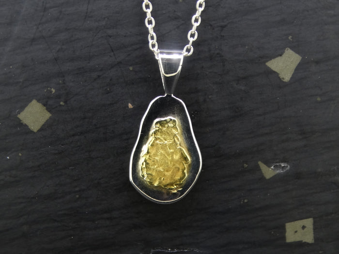 Large Gold Nugget Sterling Silver Pendant - 22x10mm image 0