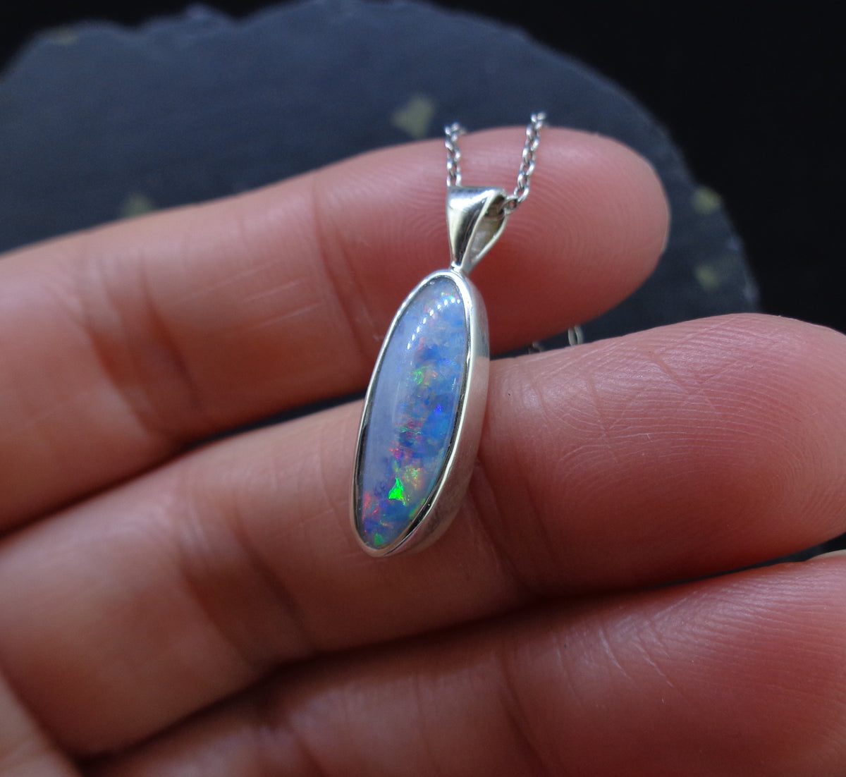 Opal Doublet Sterling Silver Pendant image 6