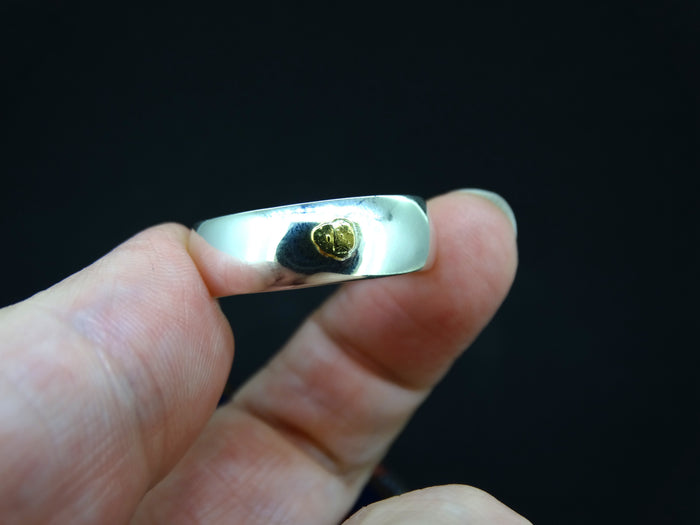 Large Gold Nugget Sterling Silver Wedding Ring image 0