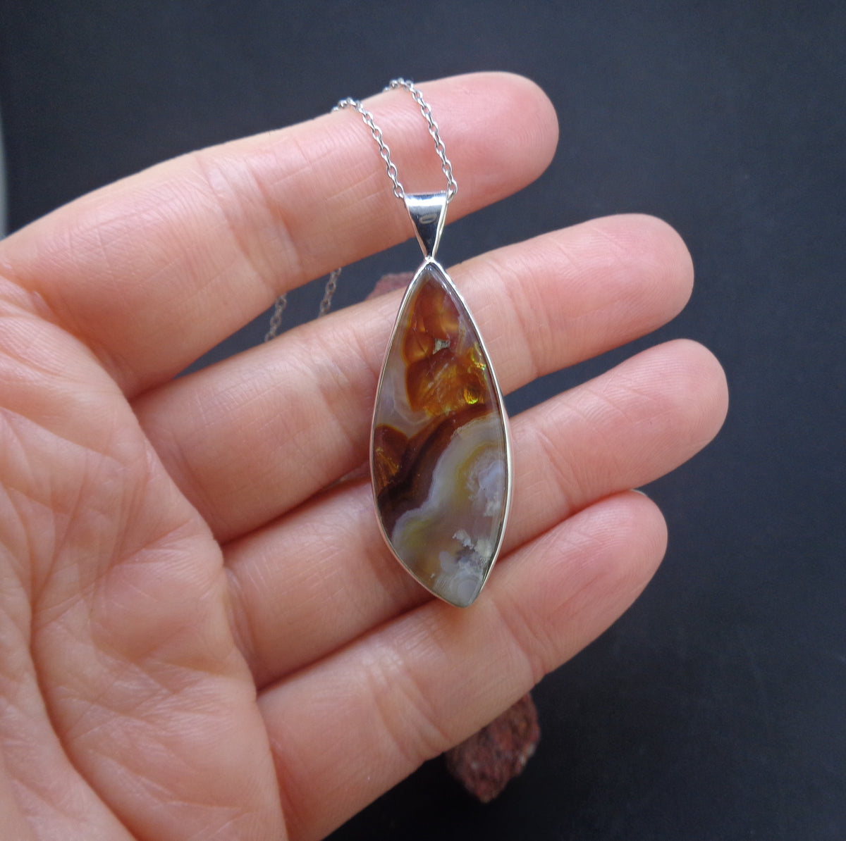 Arizona Fire Agate Sterling Silver Pendant image 1