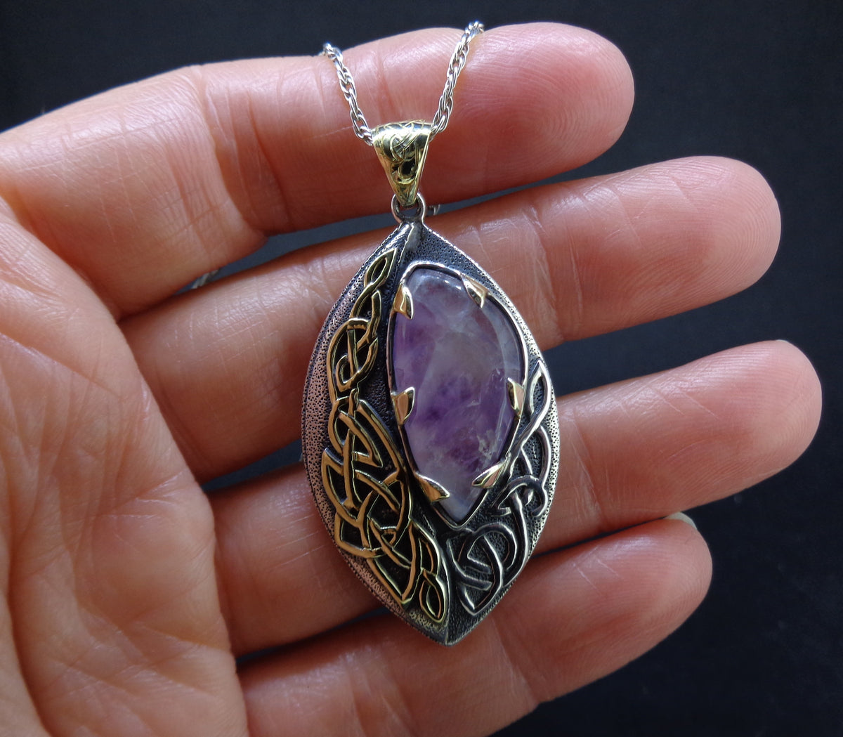 'Jera' Scottish Amethyst, on a Scottish Gold & Sterling Silver Pendant image 4