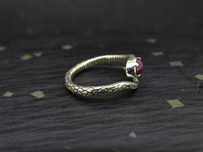 Natural Pink Star Ruby Sterling Silver Serpent Ring image 2