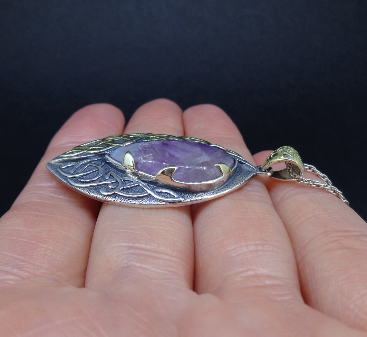 'Jera' Scottish Amethyst, on a Scottish Gold & Sterling Silver Pendant image 6