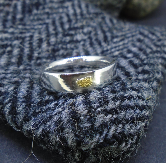 'His' Gold Nugget Sterling Silver Wedding Ring image 0