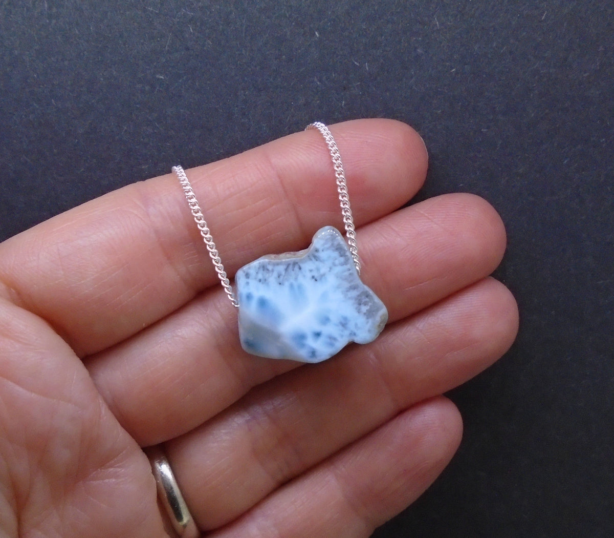 Larimar Nugget with Sterling Silver Chain image 1